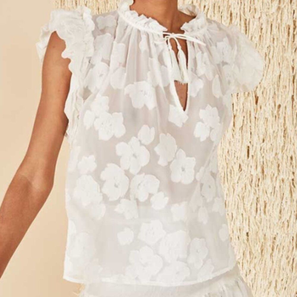 Ulla Johnson White Floral Blouse